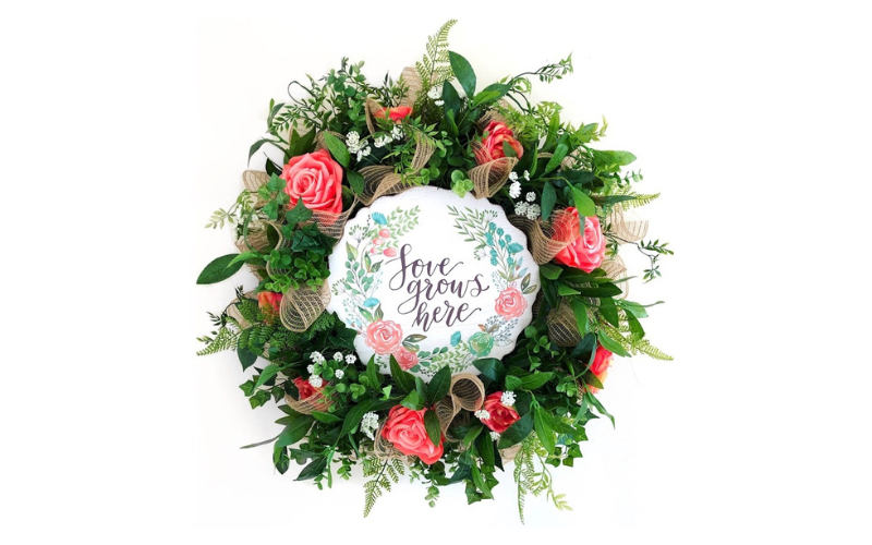 spring wreath with roses